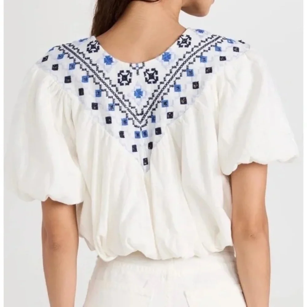 Free People Joni embroidered crop top size‎ Medium linen blend